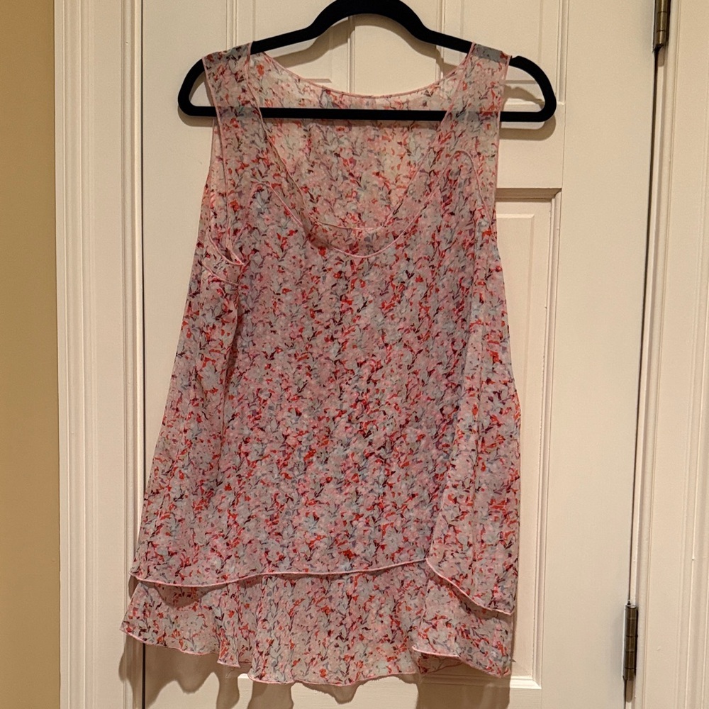 Floral Sleeveless Top - Red and White Cabi
